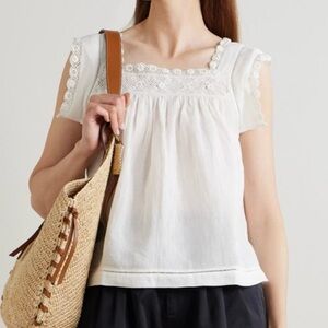 DÔEN Aphra Crochet-Trimmed Ramie Top